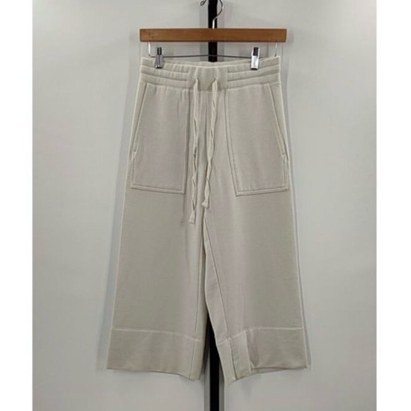 Quince SuperSoft Fleece Cropped Wide Leg Pants Cream XS - Picture 1 of 3